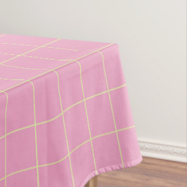 Lichtgroen celpatroon roze geruit. tafelkleed