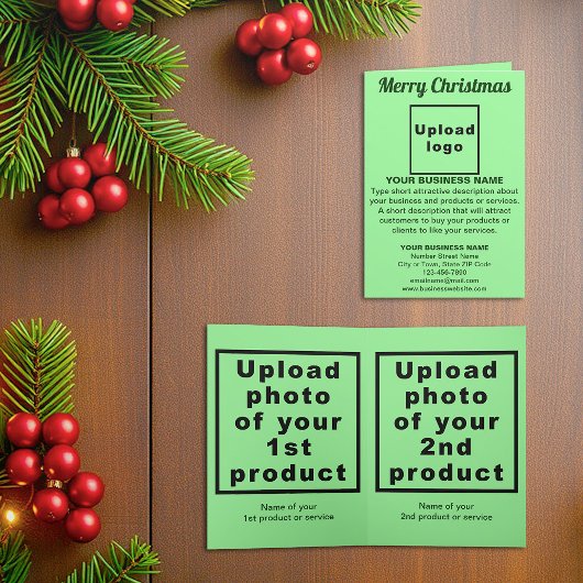 Lichtgroen | Christmas | Business | gevouwen Feestdagen Kaart