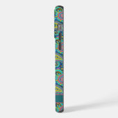 Lichtgroen Donkerblauw Paisley Patroon iPhone Hoesje (Linkerkant)