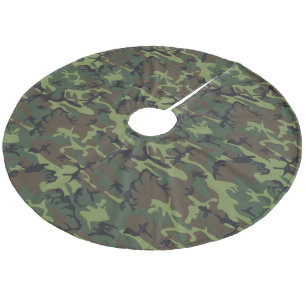 Lichtgroen, Donkergroen, Bruin, Zwart Camouflage Fleece Kerstboom Rok