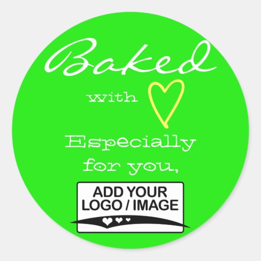 Lichtgroen Eenvoudig Minimalist Gemaakt met Liefde Ronde Sticker (Voorkant)