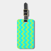 Lichtgroen en Aqua Zigzag Bagagelabel (Voorkant verticaal)