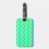 Lichtgroen en Aqua Zigzag Bagagelabel (Achterkant verticaal)