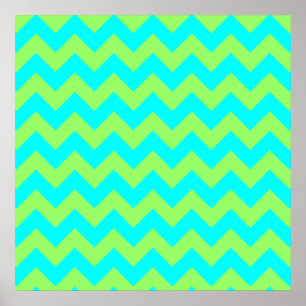 Lichtgroen en Aqua Zigzag Poster