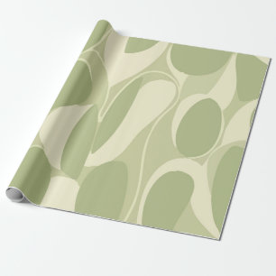 Lichtgroen en beige abstract cirkelpatroon cadeaupapier