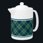 Lichtgroen en Blauw Clan Keith Ancient Tartan Theepot<br><div class="desc">Theepot met de oude familie tartan voor Clan Keith.  Schotse plaid uit 1838 in lichtblauw en groen,  met zwarte hoogtepunten. Kies uit twee maten. Bijpassende theekopjes en mokken beschikbaar.</div>