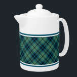 Lichtgroen en Blauw Clan Keith Ancient Tartan Theepot<br><div class="desc">Theepot met de oude familie tartan voor Clan Keith.  Schotse plaid uit 1838 in lichtblauw en groen,  met zwarte hoogtepunten. Kies uit twee maten. Bijpassende theekopjes en mokken beschikbaar.</div>