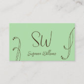 Lichtgroen en Bruin Modern  met Monogram Visitekaartje (Voorkant)