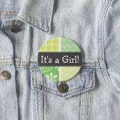 Lichtgroen en geel Schattige geruit Ronde Button 7,6 Cm (In situ)