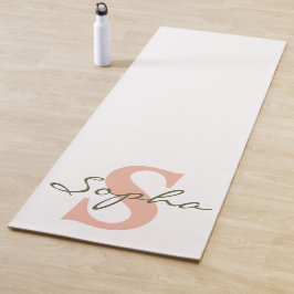 Lichtgroen en Roze monogram Yogamat