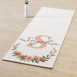 Lichtgroen en Roze monogram Yogamat