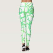 Lichtgroen en wit gestreepte krabbel abstract leggings (Achterkant)