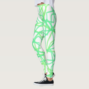 Lichtgroen en wit gestreepte krabbel abstract leggings