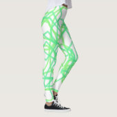 Lichtgroen en wit gestreepte krabbel abstract leggings (Rechts)