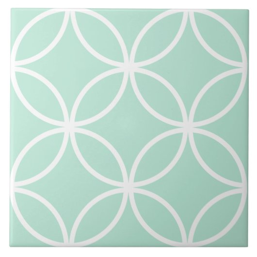 Lichtgroen en wit herhalend cirkelblad patroon tegeltje (Voorkant)