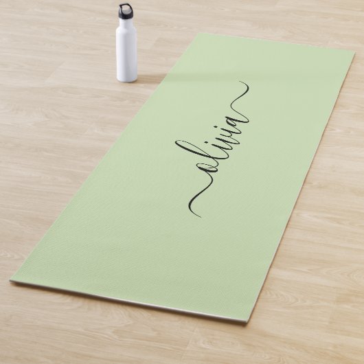 Lichtgroen en zwart monogram  yogamat (In situ)