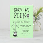 Lichtgroen Geboren Twee Rock Gitaar 2e Verjaardag Kaart (Staand voorkant)