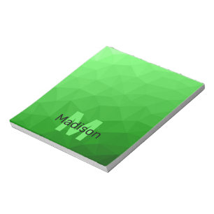 Lichtgroen geometrisch meshpatroon Monogram Notitieblok