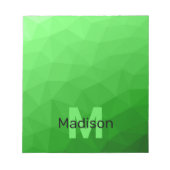 Lichtgroen geometrisch meshpatroon Monogram Notitieblok (Voorkant)