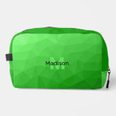Lichtgroen geometrisch meshpatroon Monogram Toilettasje (Voorkant)