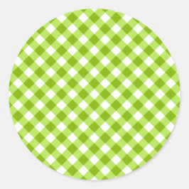 Lichtgroen Gingham patroon Ronde Sticker