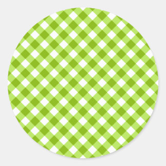 Lichtgroen Gingham patroon Ronde Sticker
