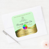 Lichtgroen golvend goud logo monogram productlabel vierkante sticker (Envelop)