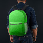 Lichtgroen Gradiënt Geometrisch Netwerkpatroon Bedrukte Rugzak<br><div class="desc">Lichtgroene Gradient Geometric Mesh Pattern Gedrukte Rugzak. Cool mode accessoire tas voor iedereen. Lichtgroen Driehoek geometrisch netwerk met licht aan donker ombre verloopontwerp.</div>