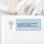 Lichtgroen Keltisch Kruis met retouradres Etiket (Insitu)