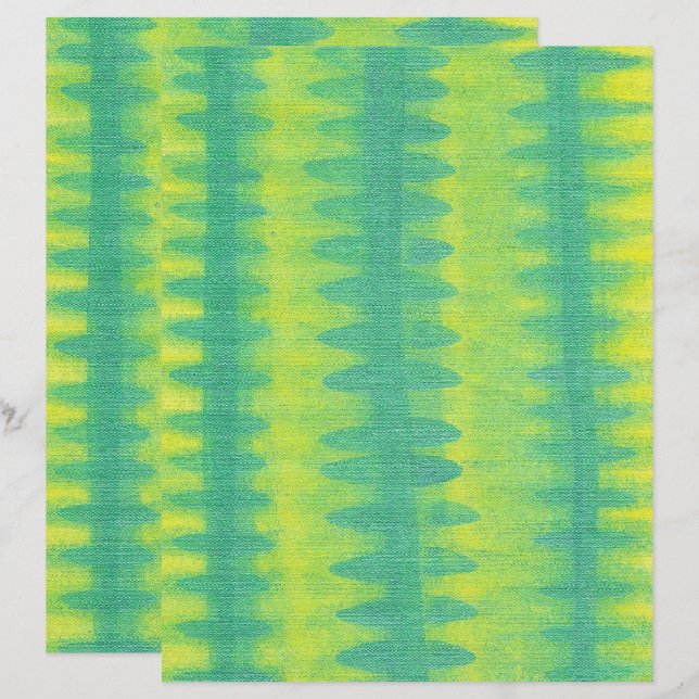 Lichtgroen ladderpatroon, geel, plakboekdocument (Voorkant / Achterkant)