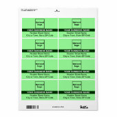 Lichtgroen met gemarkeerde merknaam Verzending Etiket (Full Sheet)