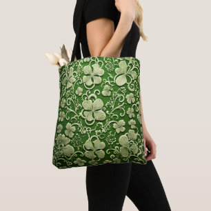 LICHTGROEN MET KANT LOOK IERSE KELTISCHE SHAMROCKS TOTE BAG