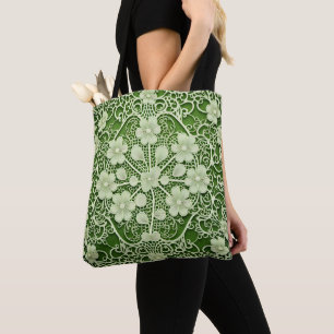 LICHTGROEN MET KANT LOOK IERSE KELTISCHE SHAMROCKS TOTE BAG