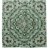 Lichtgroen, munt en bruine mandala. douchegordijn (Voorkant)