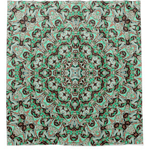 Lichtgroen, munt en bruine mandala. douchegordijn