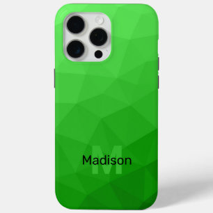 Lichtgroen ombre geometrisch maaspatroon Monogram iPhone 15 Pro Max Hoesje