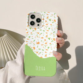 Lichtgroen Oranje Abstract Terrazzo Patroon Case-Mate iPhone 14 Hoesje