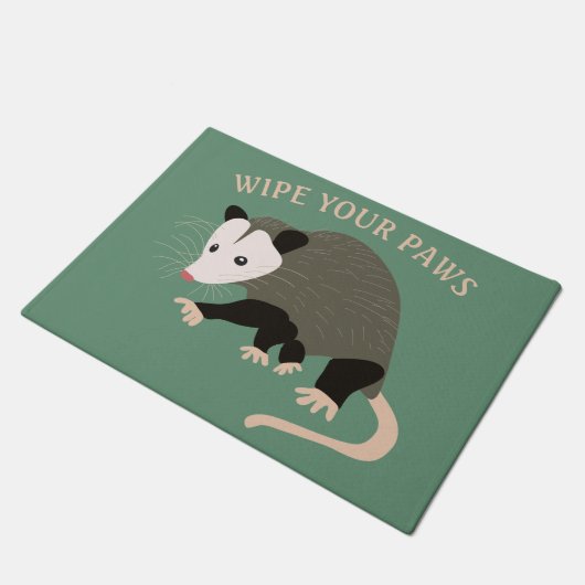 Lichtgroen Possum Veeg je poten welkom Deurmat (Schuin)
