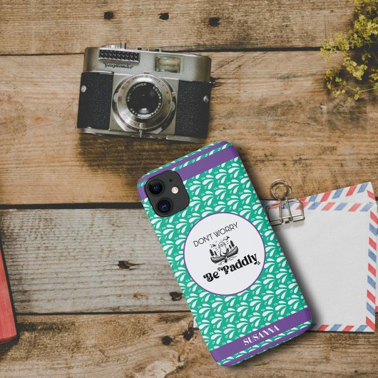 Lichtgroen Retro Patroon Otter Kano Aangepaste Naa Case-Mate iPhone Case