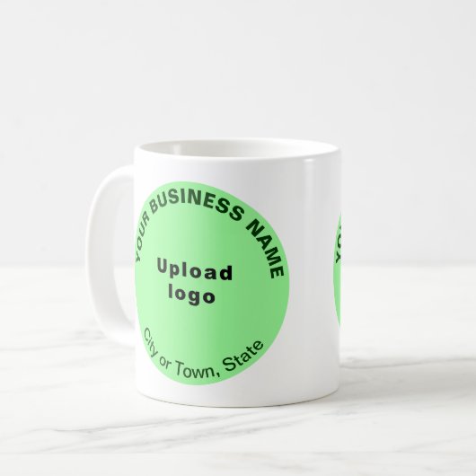 Lichtgroen Ronde Bedrijfsmerk op Mok (Voorkant links)