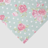 lichtgroen, roze rozen, grijsstang, patroon, vinta tissuepapier (Detail)