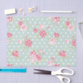 lichtgroen, roze rozen, grijsstang, patroon, vinta tissuepapier (Craft)