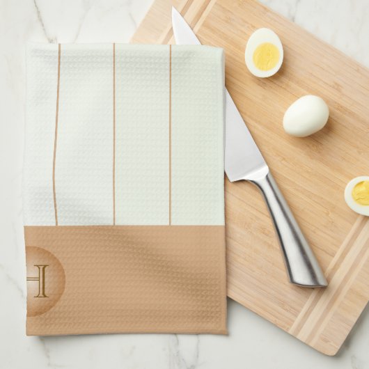 Lichtgroen, Tan Pinstripe gepersonaliseerd monogra Theedoek (Quarter Fold)