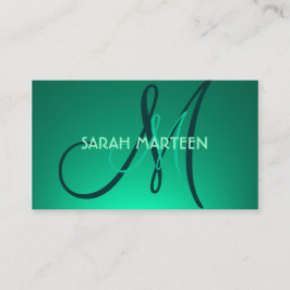 Lichtgroen thema eenvoudige monogram aangepaste ka visitekaartje