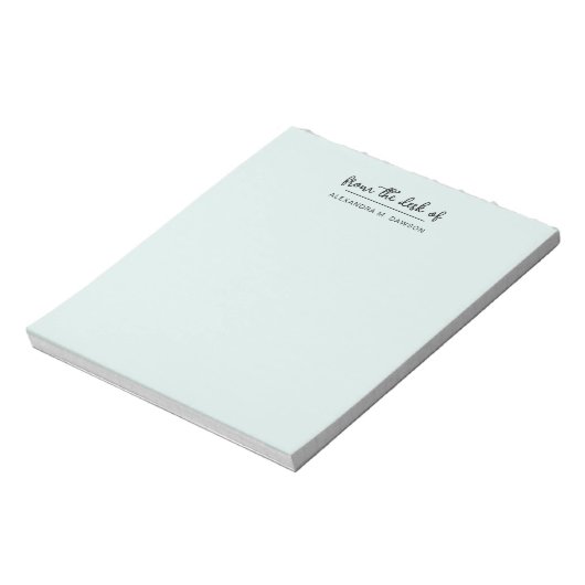 Lichtgroen Van De Balie Van Eenvoudige Scriptnaam Notitieblok (Linkerzijde)