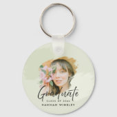 Lichtgroen Voeg uw foto toe Custom Afstuderen Gues Sleutelhanger (Voorkant)