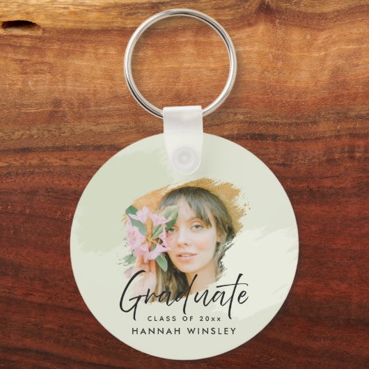 Lichtgroen Voeg uw foto toe Custom Afstuderen Gues Sleutelhanger (Voorkant)