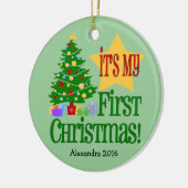 Lichtgroen w/Tree Baby's eerste kerst Ornament (Links)