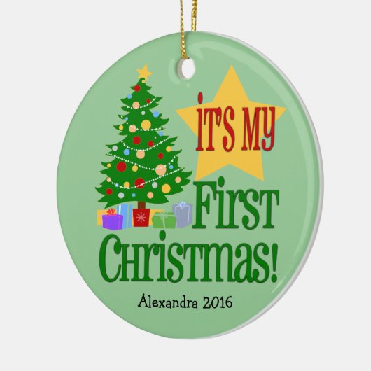 Lichtgroen w/Tree Baby's eerste kerst Ornament (Links)