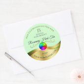 Lichtgroen Wavy Gold Logo Monogram Productlabel Ronde Sticker (Envelop)